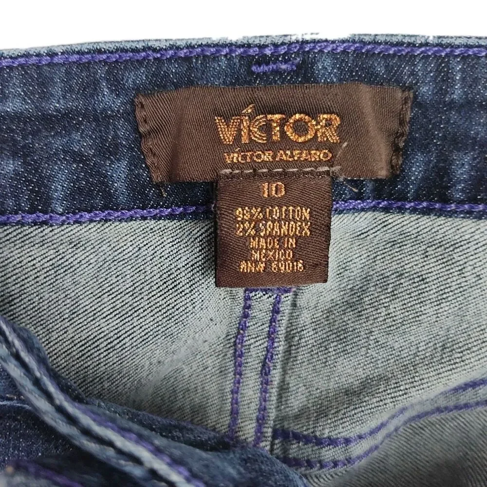 Victor Alfaro women's bootcut jeans, size 10, dark wash blue‎